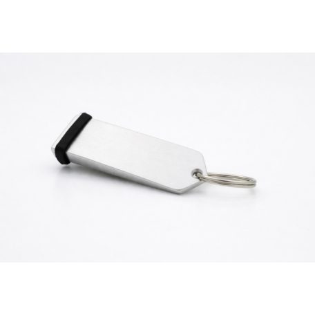 Gravírozott fém kulcskolonc F1 ezüst lapos - 2 oldalon gravírozva
