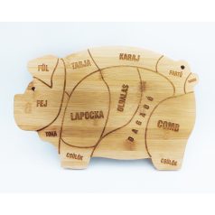   Malac formájú bambusz vágódeszka, GRAVÍROZOTT            