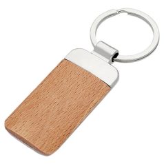 Gravírozott modern fa/fém kulcstartó