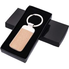 Gravírozott modern fa/fém kulcstartó