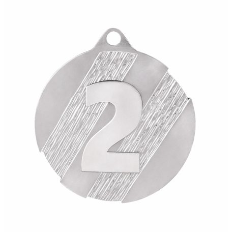 Klasszikus ezüstérem 2-es számmal - átmérő: 5 cm