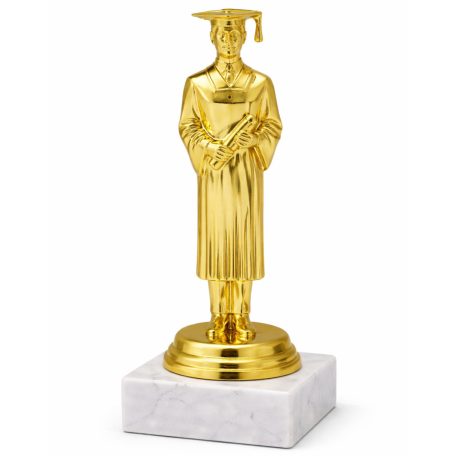 Diplomaosztó díj – arany diplomás szobor márvány talpon