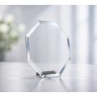 Gravírozható modern üveg trófea fém talppal - Champion 14 cm
