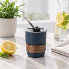 Gravírozható utazópohár diófa markolattal 260 ml