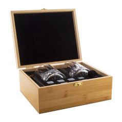 Gravírozható whisky ajándékszett bambusz díszdobozban