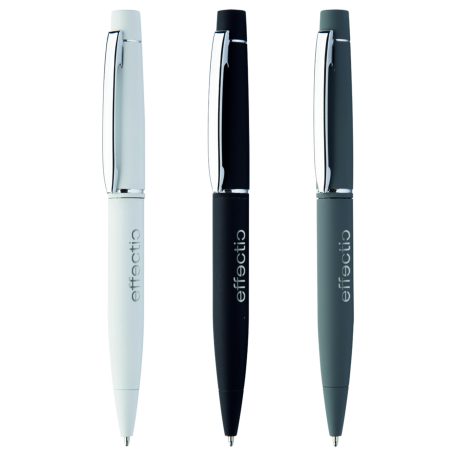 Gravírozott fém, tekerős golyóstoll gumírozott felülettel - hárm színben