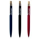 Gravírozott újrahasznosított alumínium golyóstoll gumírozott felülettel - három színben