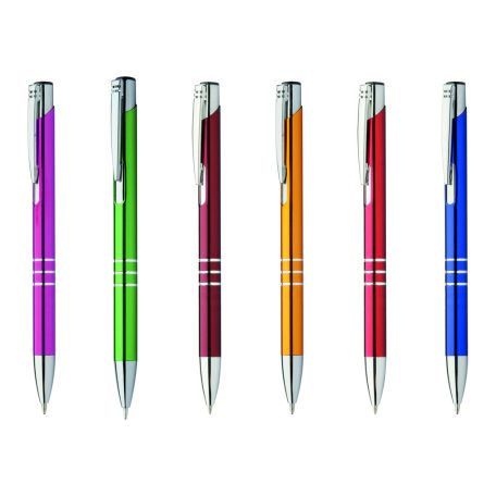 Gravírozott újrahasznosított alumínium golyóstoll, fémes felülettel - hat színben