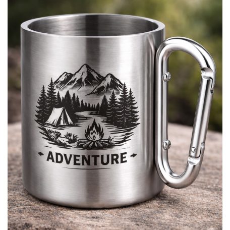 Duplafalú rozsdamentes acél bögre 220 ml - gravírozható