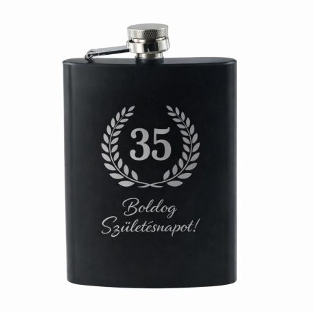 Gravírozható rozsdamentes fekete flaska 200 ml