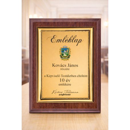 Arany színű plakett színes UV nyomattal 