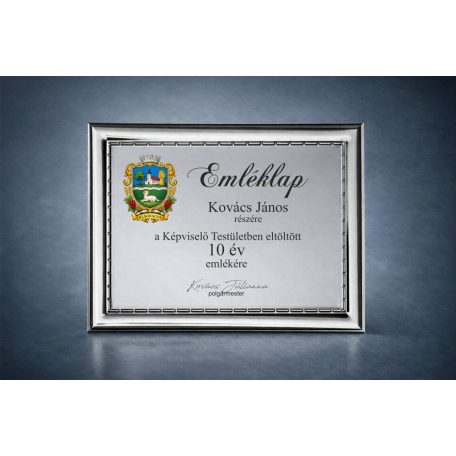 Ezüst színű plakett színes UV nyomattal