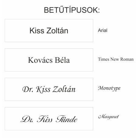 Gravírozott névtábla ajtóra - fehér műanyag                                            