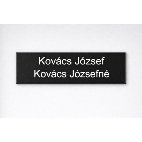 Gravírozott névtábla ajtóra - fekete műanyag                          