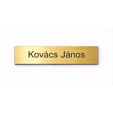 Gravírozott műanyag névtábla - fémhatású szálhúzott arany