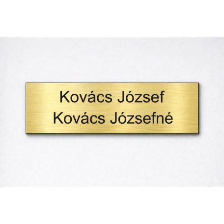 Gravírozott műanyag névtábla - fémhatású szálhúzott arany