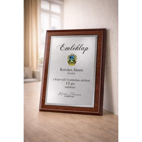 Ezüst színű plakett színes UV nyomattal