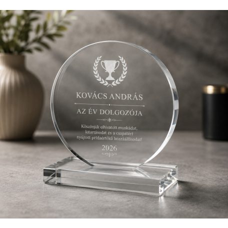 Kör alakú üvegdísz egyedi gravírozással - Contest 11 cm