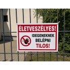 Életveszélyes! Idegeneknek Belépni tilos tábla