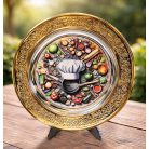 Főzőverseny díj - díszes tányér állvánnyal 28 cm