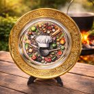 Főzőverseny díj - díszes tányér állvánnyal 28 cm