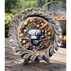 Főzőverseny díj - díszes tányér állvánnyal 24 cm