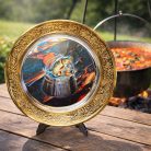 Halászléfőző verseny díj - díszes tányér állvánnyal 33 cm