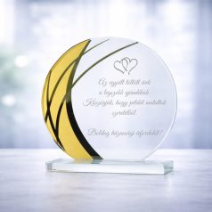   Gravírozható üvegdísz - Gillian arany díszítéssel 19cm, vtg: 10mm,  dobozzal