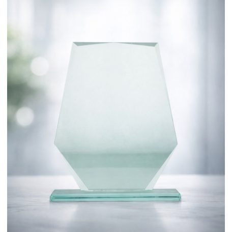 Gravírozható üvegdísz ajándék díszdobozban - JENNIFER 1 üvegdíj  14 x 17 cm