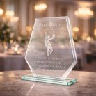 Gravírozható üvegdísz ajándék díszdobozban - JENNIFER 2 üvegdíj  15 x 19 cm