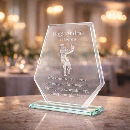 Gravírozható üvegdísz ajándék díszdobozban - JENNIFER 3 üvegdíj  17 x 20 cm