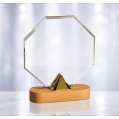   Gravírozható üvegdísz fa talppal díszdobozban - M: 23 cm Luca3