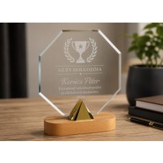   Gravírozható üvegdísz fa talppal díszdobozban - M: 23 cm Luca3