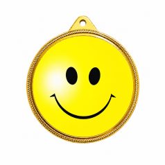 Smiley aranyérem 5 cm – fém érem smiley motívummal