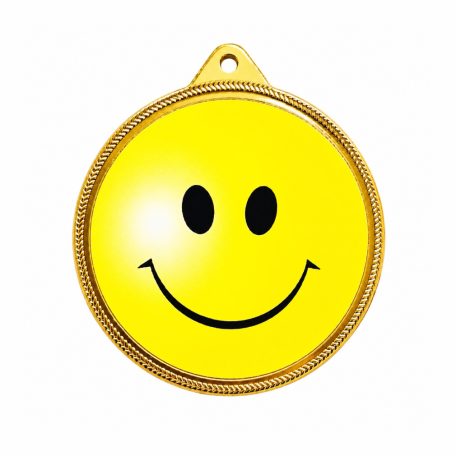 Smiley aranyérem 5 cm – fém érem smiley motívummal