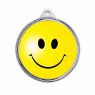 Smiley ezüstérem 5 cm – fém érem smiley motívummal