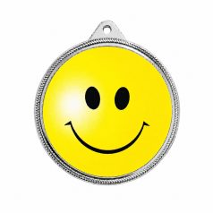 Smiley ezüstérem 5 cm – fém érem smiley motívummal