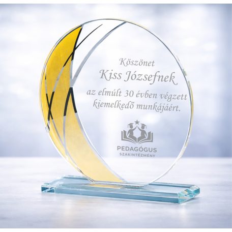 Gravírozható üvegdísz - Maja3 21 cm  arany