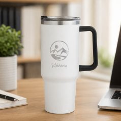   Gravírozható rozsdamentes acél termoszpohár 1200 ml – szívószállal