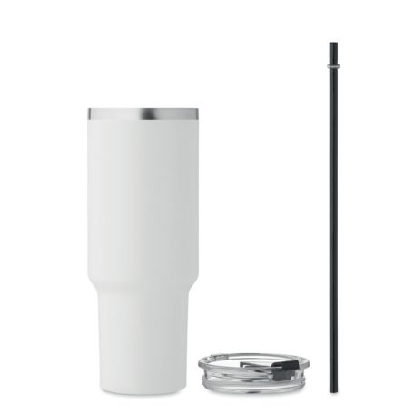 Gravírozható rozsdamentes acél termoszpohár 1200 ml – szívószállal