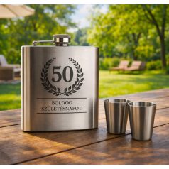 Gravírozható laposüveg szett poharakkal 175 ml