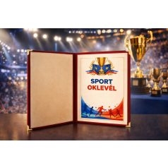 OKLEVÉLTARTÓ A/4 méretben, piros velúr borítással