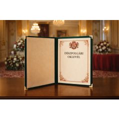 OKLEVÉLTARTÓ A/4 méret, zöld velúr borítással  