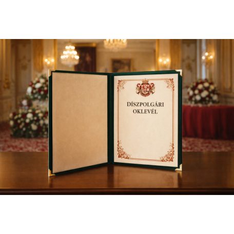 OKLEVÉLTARTÓ A/4 méret, zöld velúr borítással  