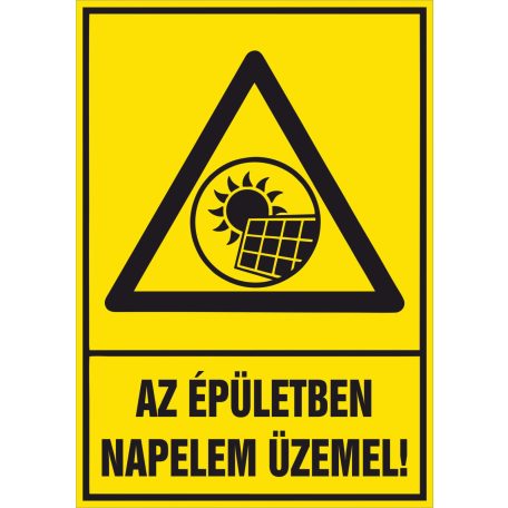 Az épületben napelem üzemel tábla