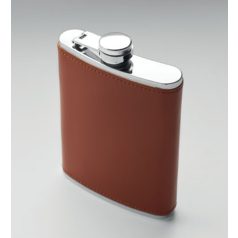   Gravírozható flaska rozsdamentes acélból, műbőr borítással. 200 ml