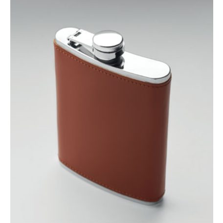 Gravírozható flaska rozsdamentes acélból, műbőr borítással. 200 ml