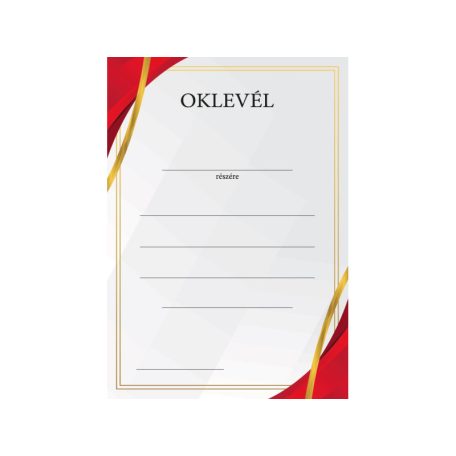 Oklevél A4 Piros-arany 