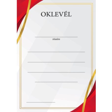 Oklevél A4 Piros-arany 