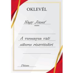 Oklevél A4 Piros-arany 